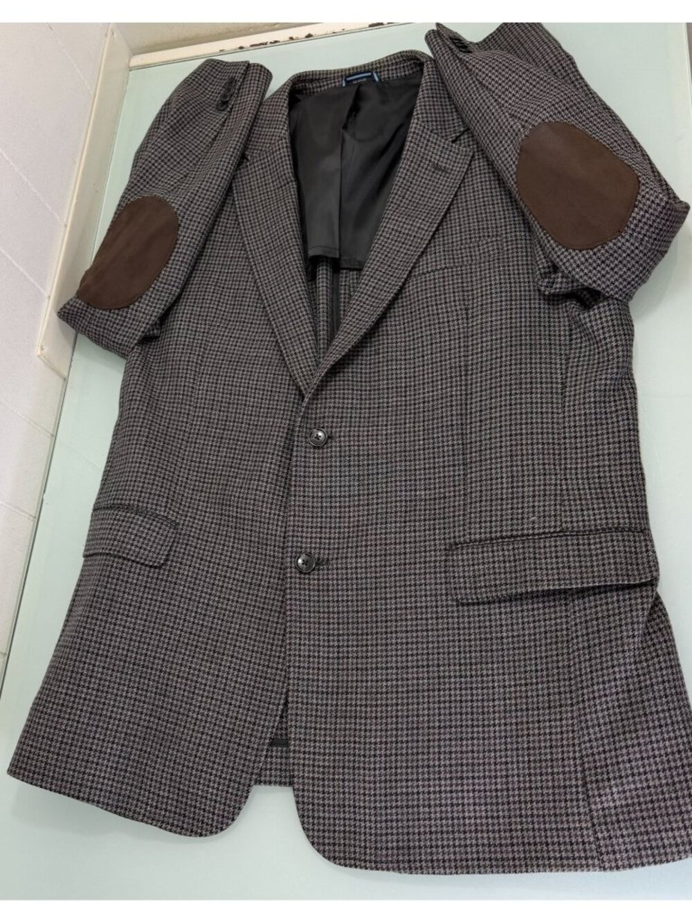 Tommy Hilfiger Blazer Sport Coat Jacket 46L Unstructured Elow Patch Houndstooth